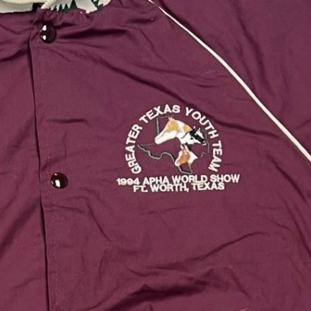 Vintage 90s maroon aztec satin bomber Mens M Maroon Southwestern Trim Bomber B2